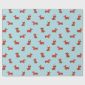 Feestelijke Kerst Teckel Inpakpapier (Vlak)