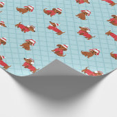 Feestelijke Kerst Teckel Inpakpapier (Hoek)