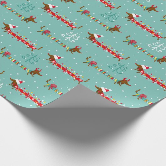 Feestelijke Kerst Teckel Inpakpapier (Hoek)