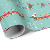 Feestelijke Kerst Teckel Inpakpapier (Rol Hoek)