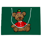 Feestelijke Kerst Teddybeer Ontwerp Groot Cadeauzakje (Voorkant)