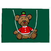Feestelijke Kerst Teddybeer Ontwerp Groot Cadeauzakje (Achterkant)