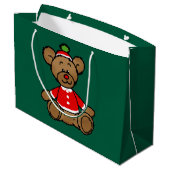 Feestelijke Kerst Teddybeer Ontwerp Groot Cadeauzakje (Achterkant Gekanteld)