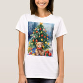 Feestelijke Kerst Teddybeer Print T-shirt – Holid (Voorkant)