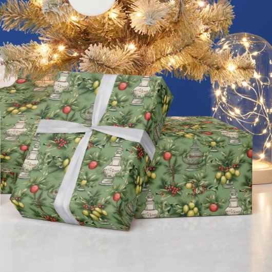 Feestelijke kerst tegelpatroon bollen cadeaupapier (Feestdagen)