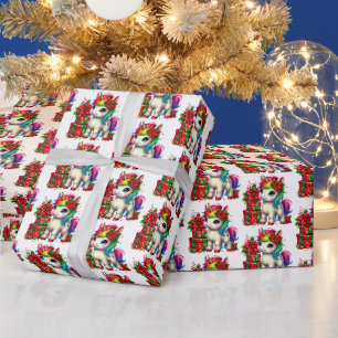 Feestelijke Kerst tegels eenhoorn Cadeaupapier