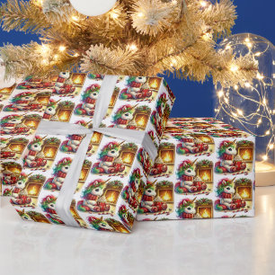 Feestelijke Kerst tegels eenhoorn Cadeaupapier