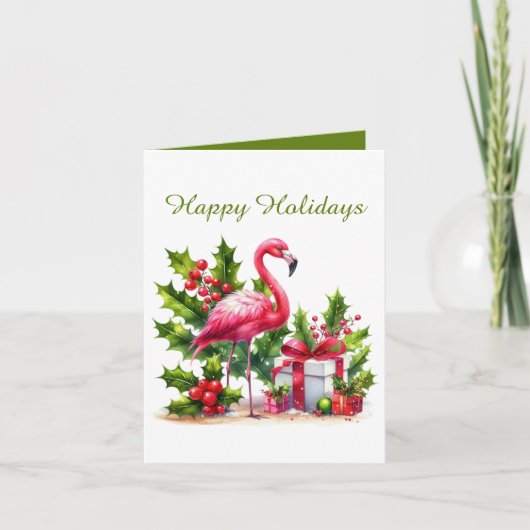 Feestelijke Kerst tekst toevoegen roze flamingo Feestdagen Kaart (Voorkant)
