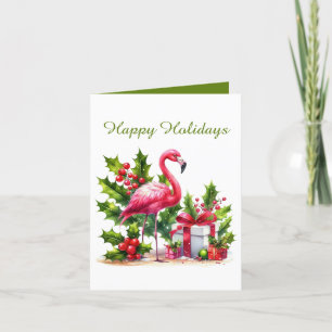 Feestelijke Kerst tekst toevoegen roze flamingo Feestdagen Kaart