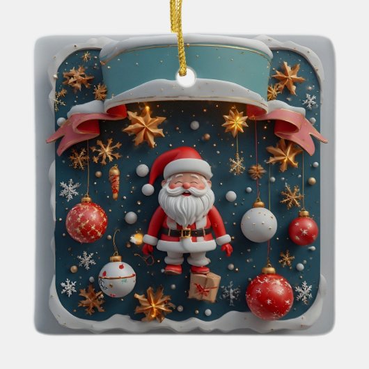 Feestelijke Kerst-Them Arrangement Keramisch Ornament (Voorkant)