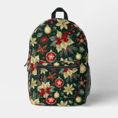 Feestelijke Kerst Thema Poinsettia Patroon Bedrukte Rugzak (Voorkant)