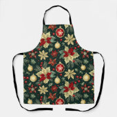 Feestelijke Kerst Thema Poinsettia Patroon Schort (Voorkant)