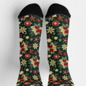 Feestelijke Kerst Thema Poinsettia Patroon Sokken (Top)