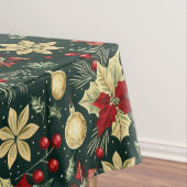Feestelijke Kerst Thema Poinsettia Patroon Tafelkleed (Voorbeeld)