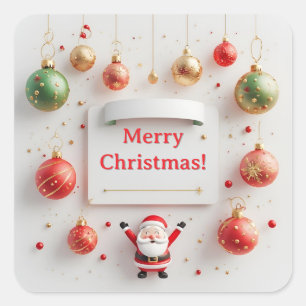 Feestelijke Kerst-Themavormgeving Vierkante Sticker