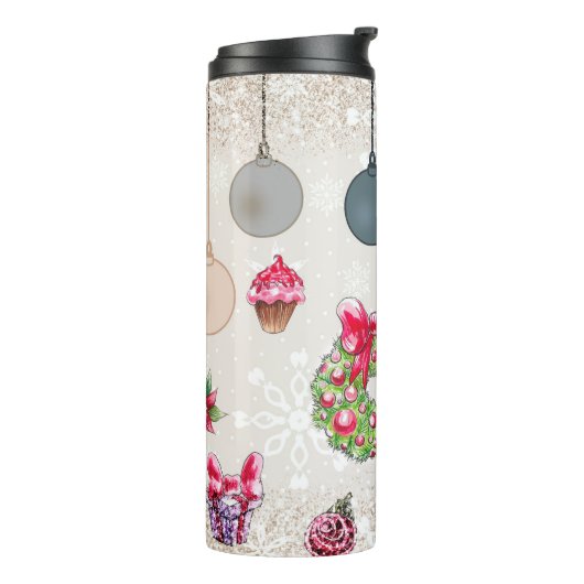 feestelijke kerst thermosbeker (Gedraaid links)