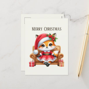 Feestelijke Kerst toevoegen bericht fox Feestdagenkaart