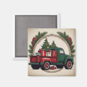 Feestelijke Kerst Truck met Bomen & Geschenken Magneet (Voorkant / Achterkant)