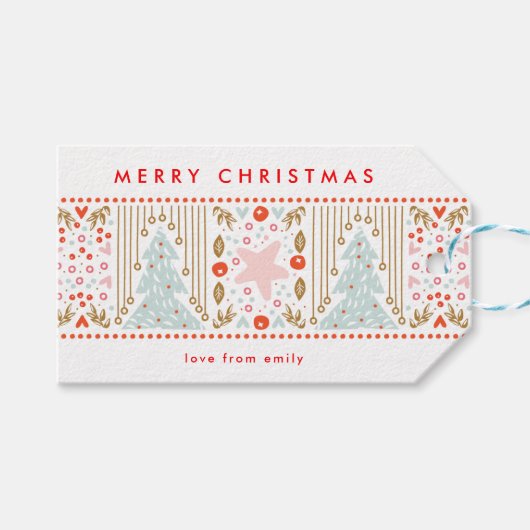 Feestelijke Kerst Vakantie Aangepast Cadeaulabel (Voorkant (Horizontaal))