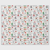 Feestelijke Kerst – Vakantie zinnen & iconen Cadeaupapier (Vlak)