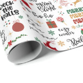 Feestelijke Kerst – Vakantie zinnen & iconen Cadeaupapier (Rol Hoek)