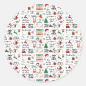 Feestelijke Kerst – Vakantie zinnen & iconen Ronde Sticker (Voorkant)