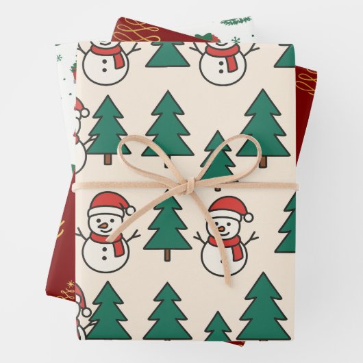 Feestelijke Kerst Verpakking Papier Flat Sheet Set Inpakpapier Vel (In situ)