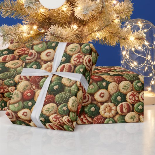 Feestelijke kerst versierde koekjes cadeaupapier (Feestdagen)