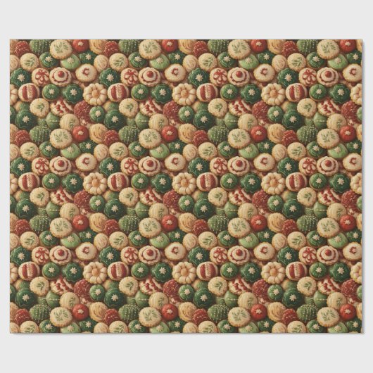 Feestelijke kerst versierde koekjes cadeaupapier (Vlak)