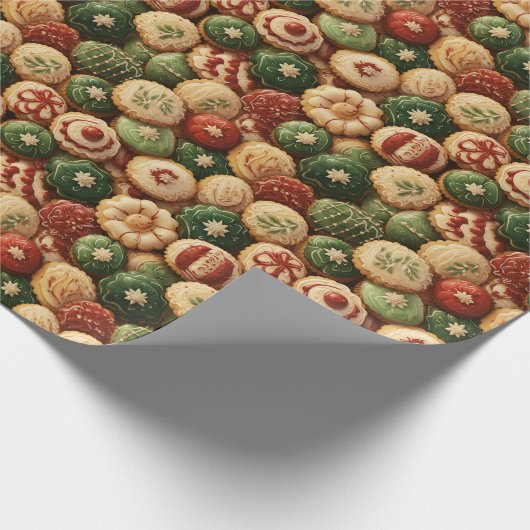 Feestelijke kerst versierde koekjes cadeaupapier (Hoek)