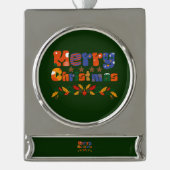 feestelijke kerst verzilverd banner ornament (Voorkant)