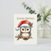 Feestelijke kerst voeg bericht uil toe feestdagenkaart (Staand voorkant)