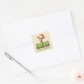 Feestelijke Kerst Voeg tekst giraffe toe Vierkante Sticker (Envelop)