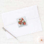 Feestelijke Kerst Voeg tekst koe toe Vierkante Sticker (Envelop)