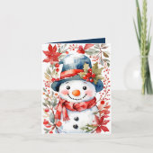 Feestelijke Kerst voeg tekst sneeuwpop waterverf Feestdagen Kaart (Voorkant)