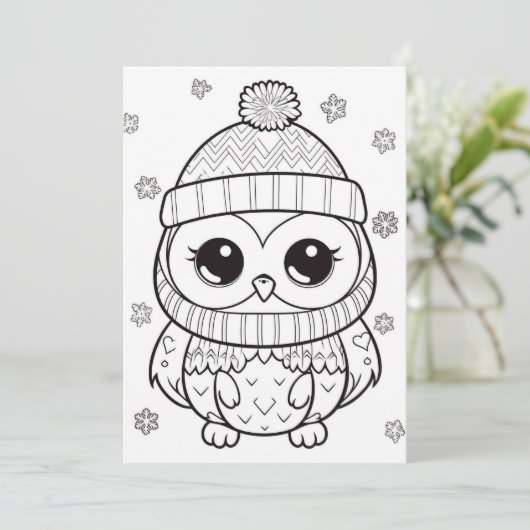 Feestelijke kerst voeg tekst uil toe feestdagenkaart (Staand voorkant)