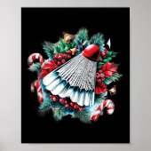Feestelijke kerst voor badmintonliefhebbers, Kerst Poster (Voorkant)