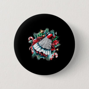 Feestelijke Kerst voor Badmintonliefhebbers, Kerst Ronde Button 5,7 Cm