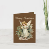 Feestelijke Kerst waterverf Angel tekst toevoegen Feestdagen Kaart (Voorkant)