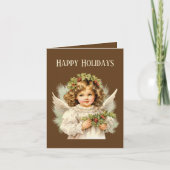 Feestelijke Kerst waterverf Angel tekst toevoegen Feestdagen Kaart (Voorkant)