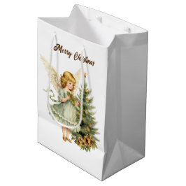 Feestelijke Kerst waterverf Angel tekst toevoegen  Medium Cadeauzakje