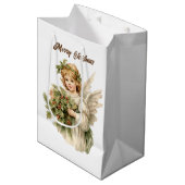 Feestelijke Kerst waterverf Angel tekst toevoegen Medium Cadeauzakje (Voorkant Gekanteld)