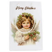 Feestelijke Kerst waterverf Angel tekst toevoegen Medium Cadeauzakje (Voorkant)