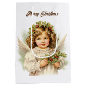 Feestelijke Kerst waterverf Angel tekst toevoegen Medium Cadeauzakje (Achterkant)