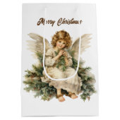 Feestelijke Kerst waterverf Angel tekst toevoegen Medium Cadeauzakje (Achterkant)