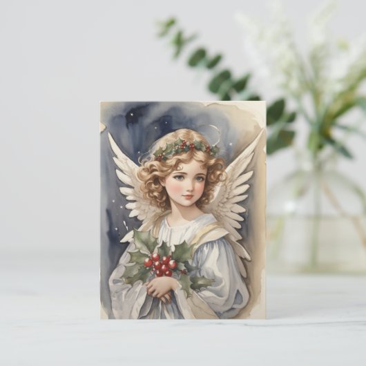 Feestelijke Kerst waterverf Angel Vakantie Feestdagenkaart (Staand voorkant)