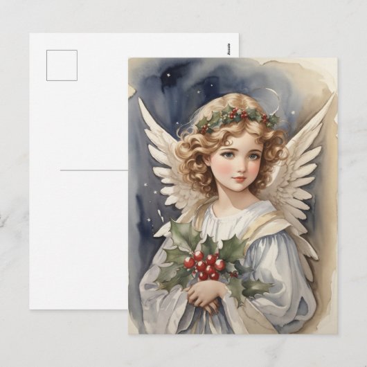 Feestelijke Kerst waterverf Angel Vakantie Feestdagenkaart (Voorkant / Achterkant)