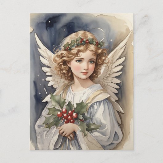 Feestelijke Kerst waterverf Angel Vakantie Feestdagenkaart (Voorkant)