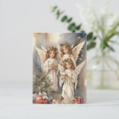 Feestelijke Kerst waterverf Angels Feestdagenkaart (Staand voorkant)