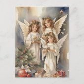 Feestelijke Kerst waterverf Angels Feestdagenkaart (Voorkant)